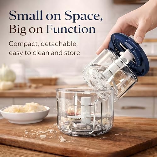 Electric Garlic Chopper Mini, Cordless Mini Food Chopper With 6 Blades, 320ml Small Garlic Grinder For Onion Chili Ginger, Rechargeable Kitchen Gadget (1, Green) - Image 5