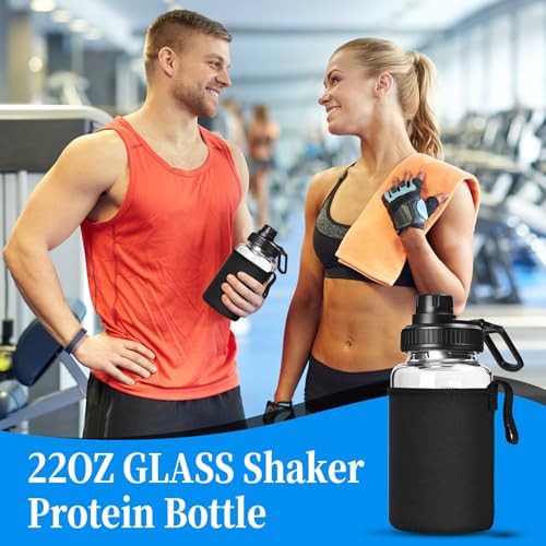 Glass Shaker Bottle for Fitness Protein Mixes 22oz
