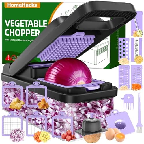 Veggie Chopper Vegetable Cutter, 15 in 1 Kitchen Gadget, Purple
