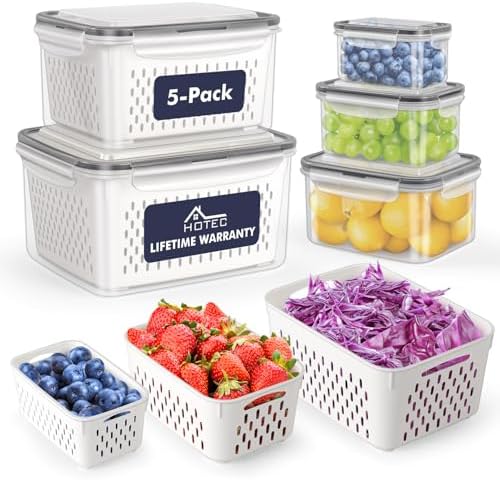 5-Pack Fruit Storage Container for Fridge, Food Storage Containers