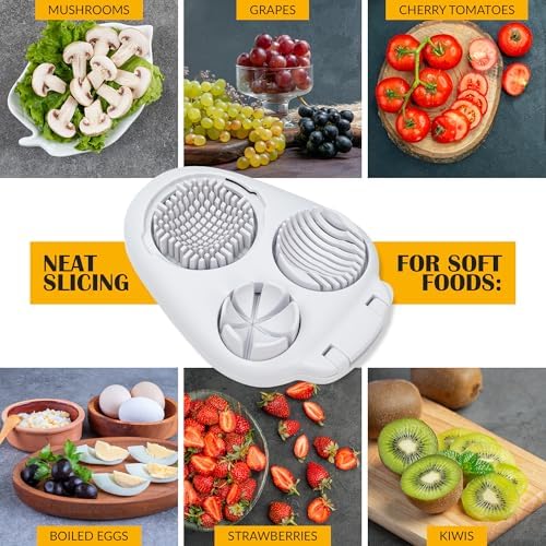 Egg Slicer for Hard Boiled Eggs - 3 Slice Modes Egg Cutter, Dicer, Chopper