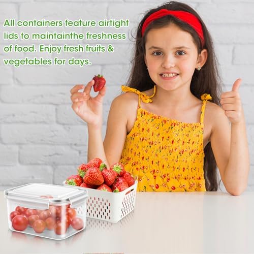 6 Pack Fruit Storage Containers for Fridge Produce Saver Veggie Container