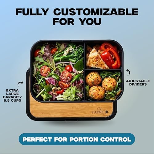 67oz Bento Box Adult, Leak-Proof, Stackable, Meal Prep, Black