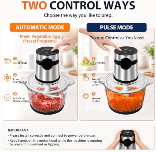 Touch Control Auto Food Processor 500W Copper Meat Onion Garlic Nuts Veg