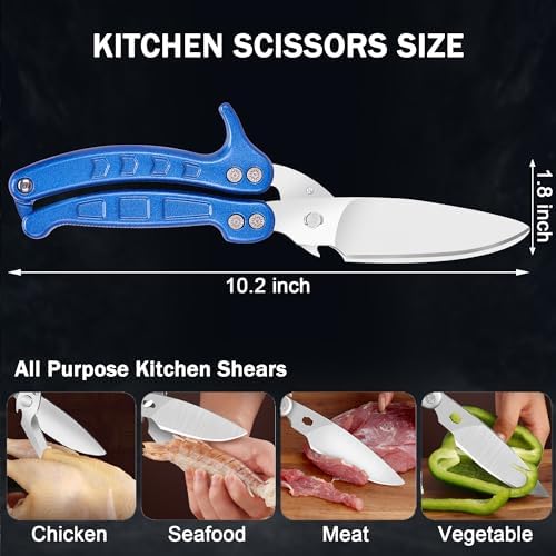 Kitchen Shears Heavy Duty, Poultry Shears, Safety Lock, Blue