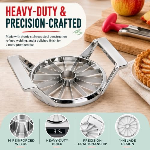 5.12-In Large Apple Slicer, 14-Blade Cutter with Apple Corer Tool