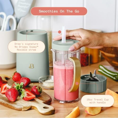 Personal Blender 12-Piece Set, 240W Motor, Emulsifying Stainless Steel Blade System, 16oz Travel Cup with Straw, BPA-Free Dishwasher Safe Jars (Sage Green) - Image 4
