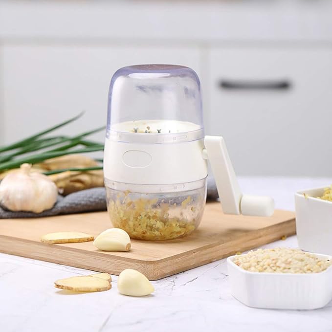 Manual Nut Grinder, Portable Nut Chopper Hand Crank for All Nuts Walnut Pecans, Food Chopper Garlic Cutter Hand Held Food Shredder Cutter Mincer Blender Kitchen Tool(White)