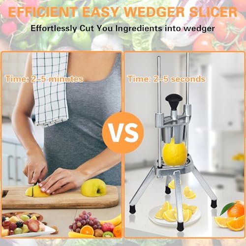 Hakka Commercial Easy Wedger Slicer Lemon Cutter with 3 Blades, 4/6/8 Wedger Stainless Steel Fruit Cutter Lime Slicer for Lemons Limes Tomatoes Potatoes - Image 2