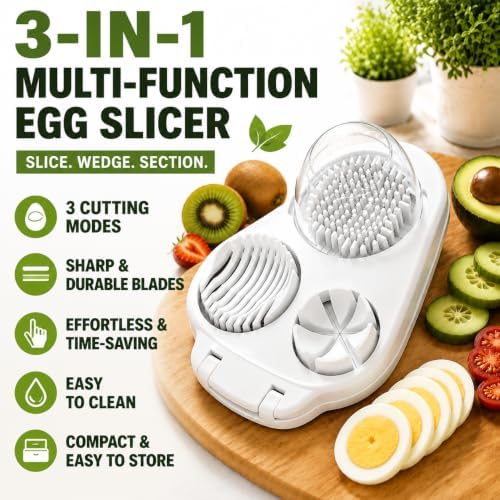 NOVANO 3-in-1 Egg Slicer, Heavy Duty Stainless Steel Egg Cutter - Image 2