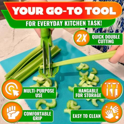 Salad Scissors for Chopped Salad, Two-Blade, Spring-Loaded System