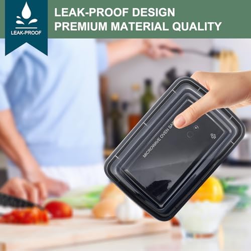 50 Pack Meal Prep Containers 38 oz, Leakproof To Go Food Containers, Disposable & Reusable Food Prep Containers for Takeout, Food Storage Containers BPA-Free, Microwave/Dishwasher/Freezer Safe