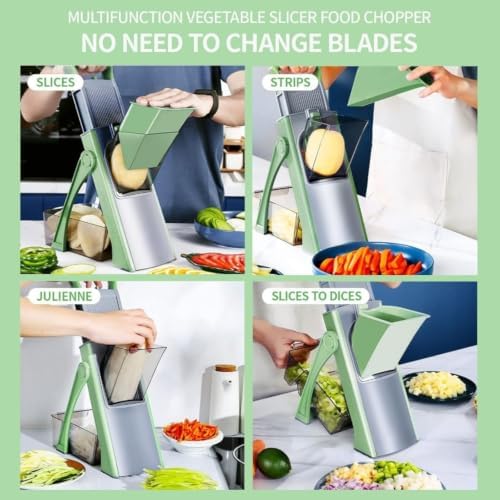 Green Mandoline Slicer Vegetable Cutter, Adjustable 0.1-8mm - Image 7