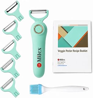 Milex 5-in-1 Electric Vegetable & Fruit Peeler with Pastry Brush, Teal