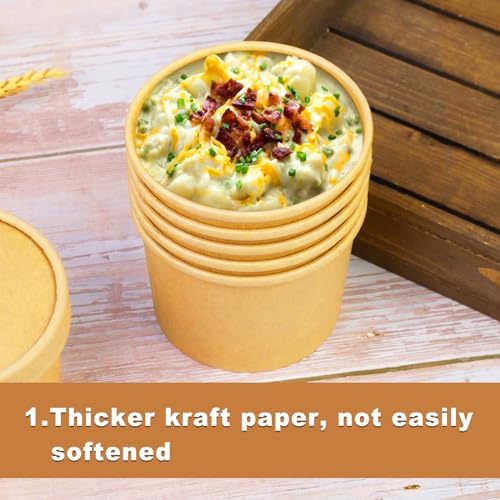 Wuadua Soup Containers with Lids Paper Ice Cream Containers 12oz 75 Pack - Image 5