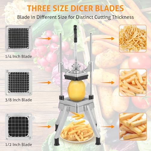 Commercial Vegetable Chopper Fruit Dicer with 3 Replacement Blades