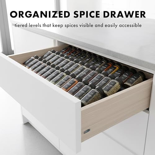 Spice Drawer Organizer, Expandable Spice Rack for Drawer Black