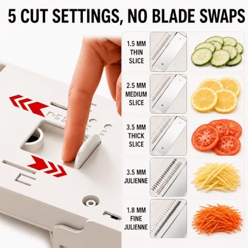 Safe Mandoline Slicer For Kitchen, 5-Setting Adjustable Vegetable Slicer - Image 2