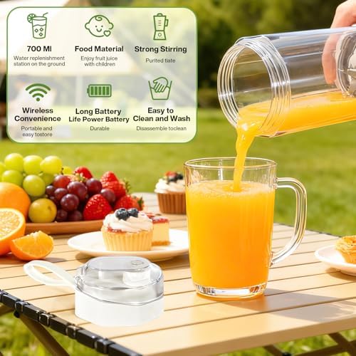 Upgrade 700 ML Portable Smoothie Blender, Rechargeable Blende -White - Image 6