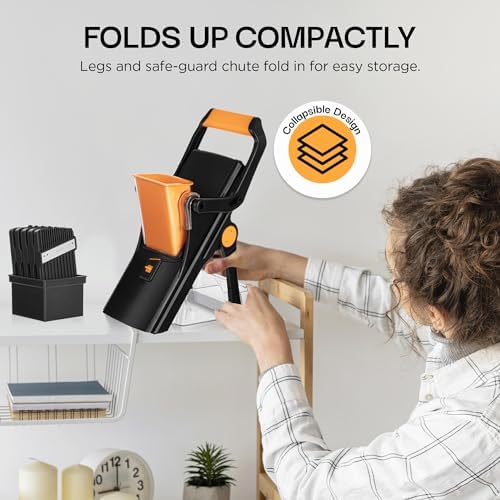 EMSON Safe Mandoline Slicer for Kitchen, All in 1 Potato Slicer Vegetable Slicer Food Slicer Vegetable Cutter, Mandolin Slicer for Veggies and More with 5 Blades and Storage Container - Image 6
