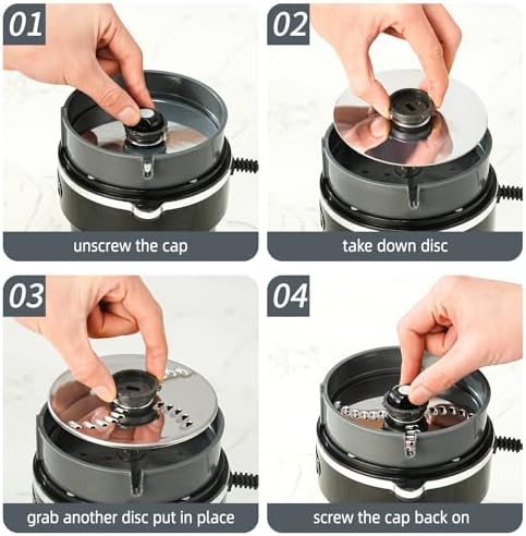 4-Discs Electric Grater, Potato Masher for Creamy Puree, 200W