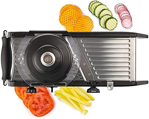 Professional Mandoline 2.0 - Adjustable Mandoline Slicer with 4 Cutting Thicknesses, Spring-Loaded Hand Guard, Stainless Steel Slicing Ramp, Foldable Non-Skid Feet for Safe, Convenient Food Prep