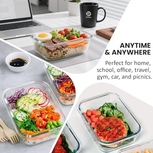 4-Pack 4.4 Cups/35oz Glass Food Storage Container set