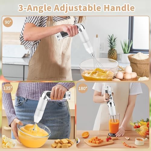 Toogel 3-in-1 Cordless Immersion Blender, 21-Speed, 3-Angle Adjust, White - Image 3