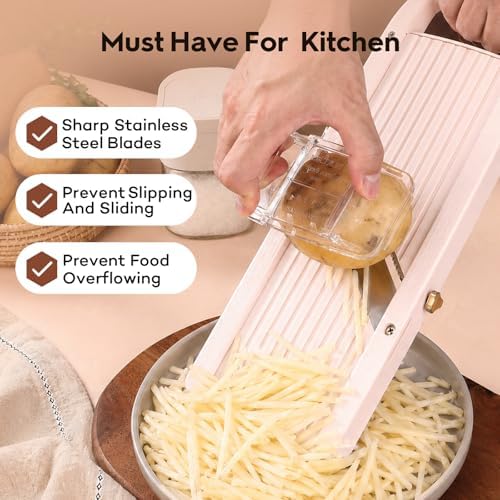 Mandoline Slicer for Kitchen, Upgrade Slicer for Vegetable, Professinal Japanese Vegetable Cutter with 4 Stainless Steel Blades - Image 2