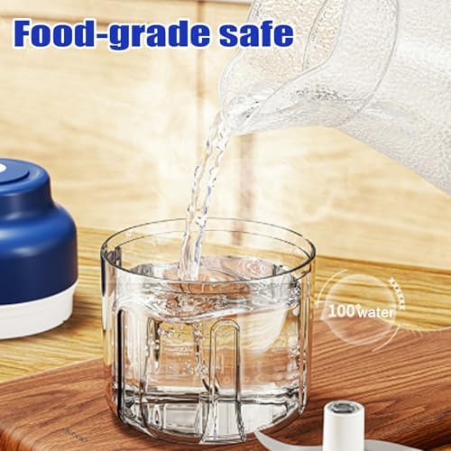 Electric Garlic Chopper, Mini Food Processor, Mini Portable Veggie Chopper with 4/6 Stainless Steel Blades, Rechargeable Small Food Processor for Garlic, Onion, Chili, Ginger, Nuts (Blue, 250ML) - Image 6