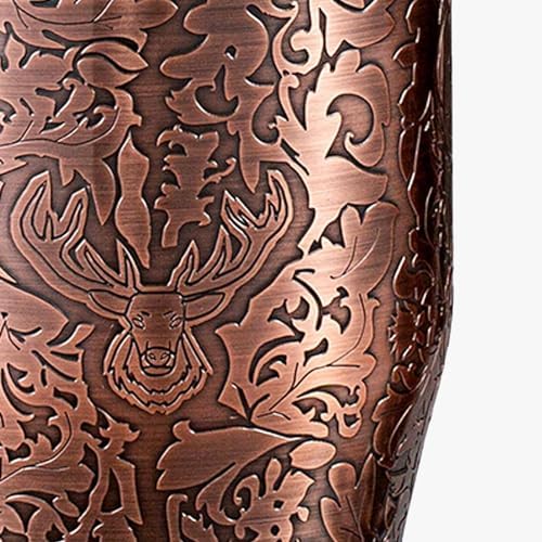 3D Etching Cocktail Shaker Set Bartender Kit with Cocktail Shaker,Jigger, Muddler, Bar Spoon, Bar Accessory Tools, Reindeer Deer Head Pattern, Stainless Steel, Copper Plated