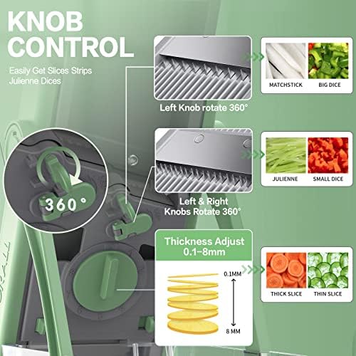 ONCE FOR ALL Upgraded Safe Mandoline Slicer Plus Green & Vegetable Slicer Green - Image 3