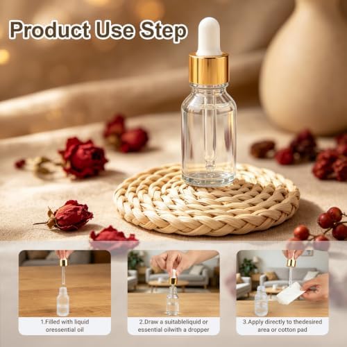 1/2 Oz Clear Glass Dropper Bottles, 15ml Dropper Bottles for Tinctures,Leak-proof Glass Dropper Bottle, Suitable for Essential Oils, Laboratory Chemicals, Cologne, and Perfume - Image 3