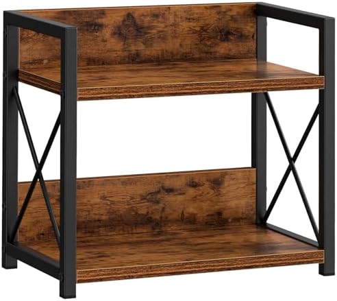 Countertop Shelf Organizer, 2 Tier Kitchen Spice Rack for Countertop, Wood Coffee Counter Shelf Organizer for Home (Brown, S)