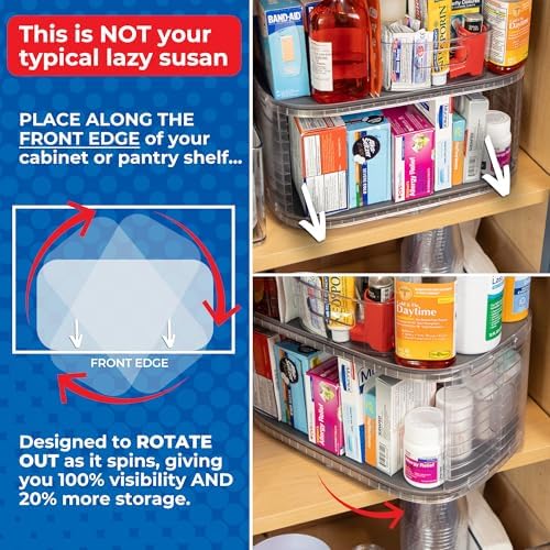 2-Tier Lazy Susan Organizer for Cabinet, Steel Reinforced