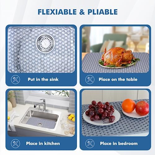 Silicone Sink Protectors for Kitchen Sink-26"x 14" Center Drain
