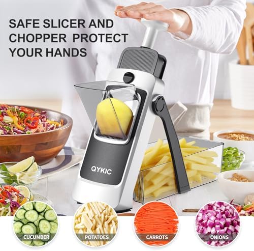 QYKIC Mandoline Slicer for Kitchen, Adjustable 0.1-8mm (S4 Gray) - Image 2