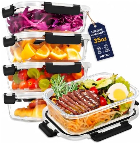 4-Pack 4.4 Cups/35oz Glass Food Storage Container set
