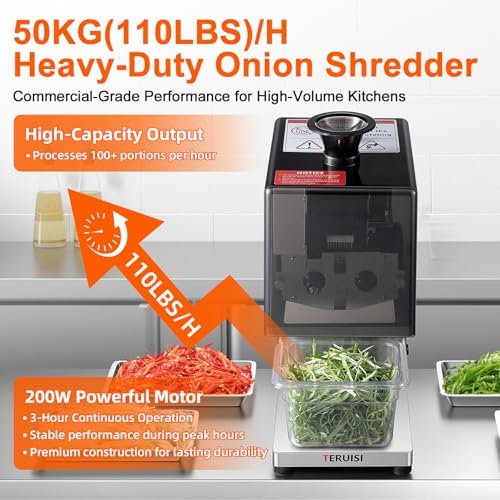 Electric Scallion Shredder, 200W Commecial Green Onion Slicer, Vegetable Spring Onion Shredder with 2.3mm Shreds and Catch Tray for Chili Beans Garlic Shoots Celery, 110V, 110LBS/H Production - Image 5