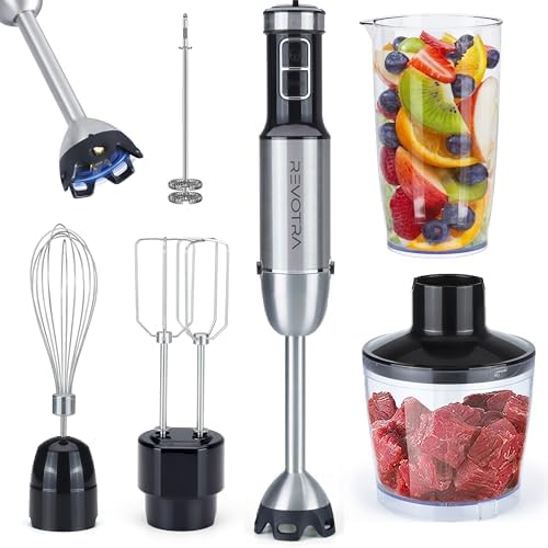REVOTRA Immersion Blender Handheld, 6 in 1 Hand Blender Stainless Steel by REVOTRA