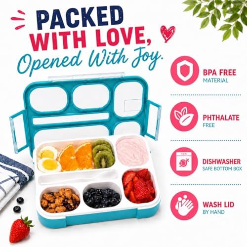 Bento Lunch Box Containers for Kids, Adults, Set of 2 (Pink & Blue)
