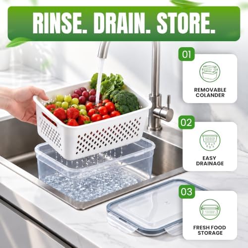 5 Pack Large Fruit Storage Containers for Fridge, Produce Storage Container