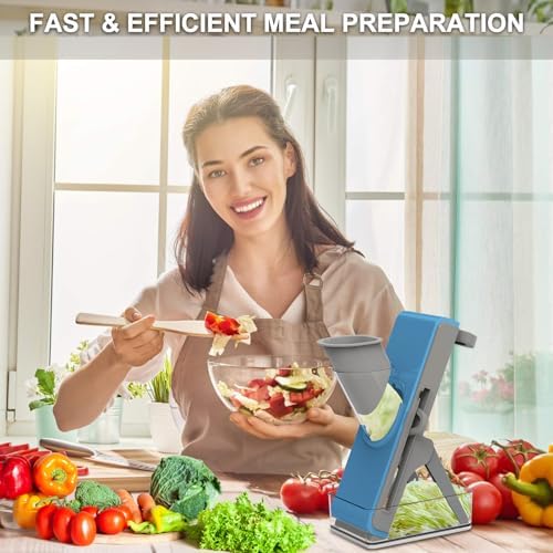 Mandoline Slicer Safe Multifunctional Dicer Adjustable Commercial Slicer Machine Stainless Steel Chopper (Grey Light Blue) - Image 6