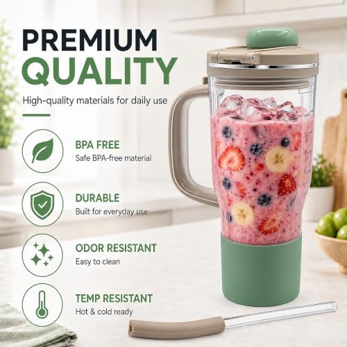 26oz Travel Tumbler for Ninja BlendBOSS Personal Blender (Stone Mint) - Image 6