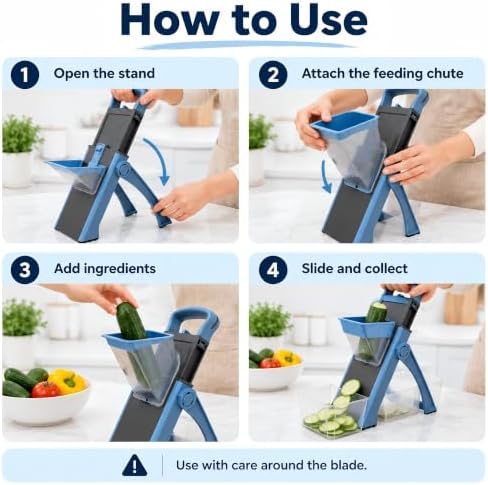 Mandoline Slicer for Kitchen,once for all mandoline slicer，SkyBlue - Image 4
