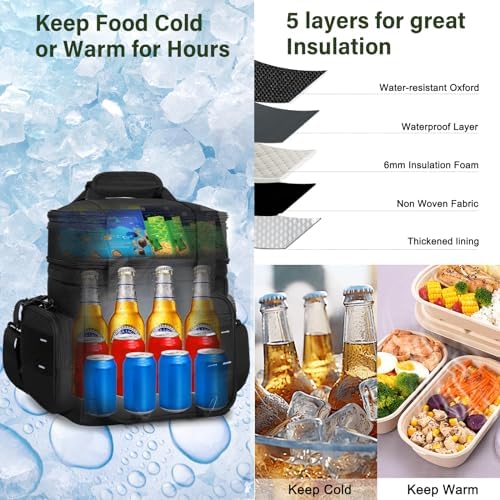 Tactical Insulated Lunch Box Men Double Deck Heavy Duty Cooler Bag
