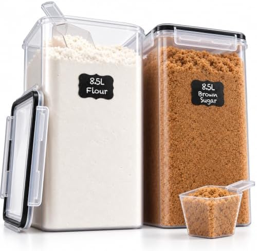 2 PC (8.5L/ 287 Oz) Extra Large Flour Sugar Storage Containers with Lids
