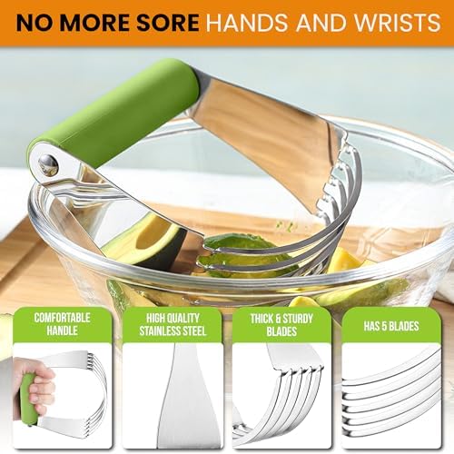 Spring Chef Large Dough Blender For Baking - Durable Pastry Blender - Green - Image 4