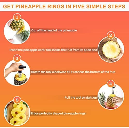 Pineapple Corer And Slicer Tool, Stainless Steel Pineapple Core Remover with Non Slip Handle