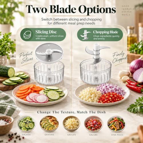 5-in-1 Wireless Electric Vegetable Chopper, Handheld Tool for Chopping, Slicing, Grating and Whisking, Rechargeable Processor with Cleaning Brush for Garlic, chili & Vegetables - Image 4